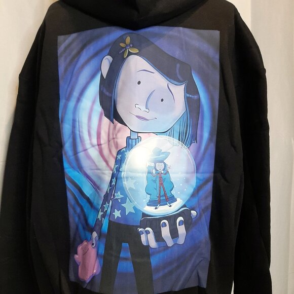 Coraline movie doll button eye graphic hoodie heavy duty thick comfy new Medium - Picture 5 of 9